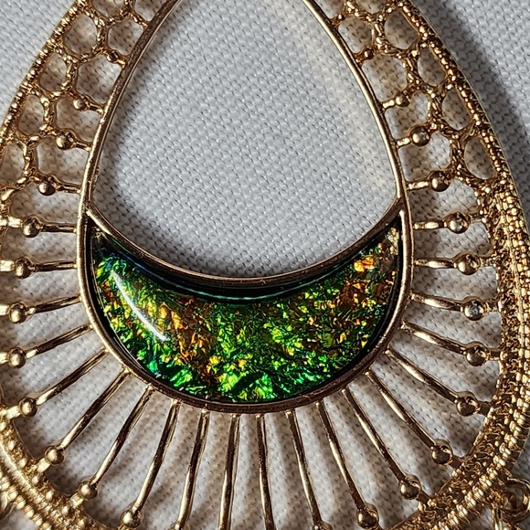 Gold Boho Ethnic Oval Hoop Earrings New - Picture 5 of 7